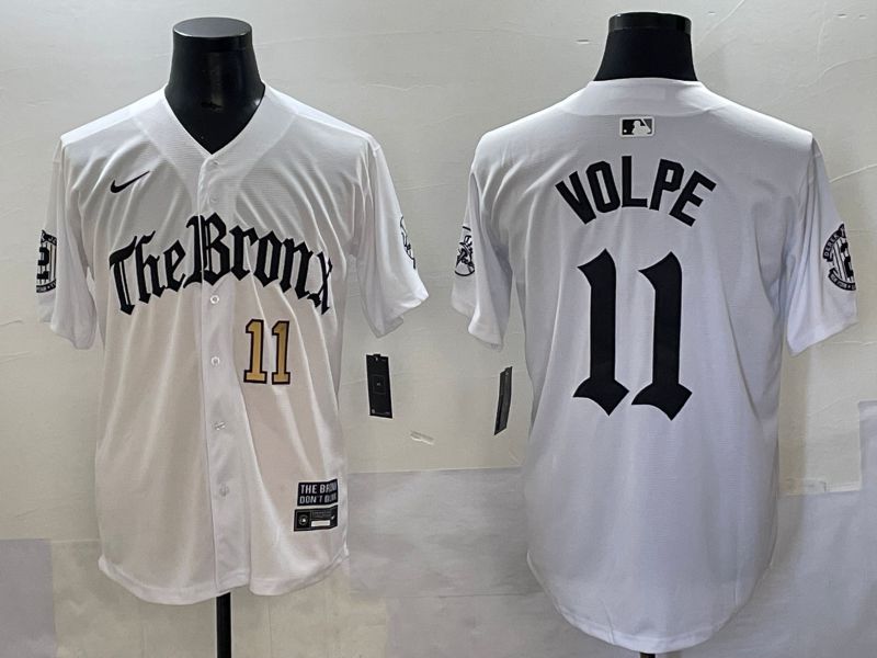 Men 2025 New York Yankees #11 Volpe White Five generations Joint Name Nike MLB Jersey style 2